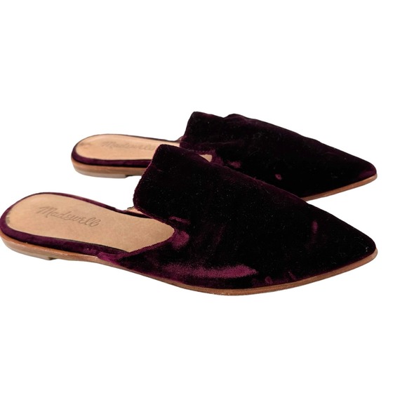 Madewell Shoes - Madewell Velvet Gemma Burgundy Pointed Toe red Mules Sandal flats shoes size 8.5